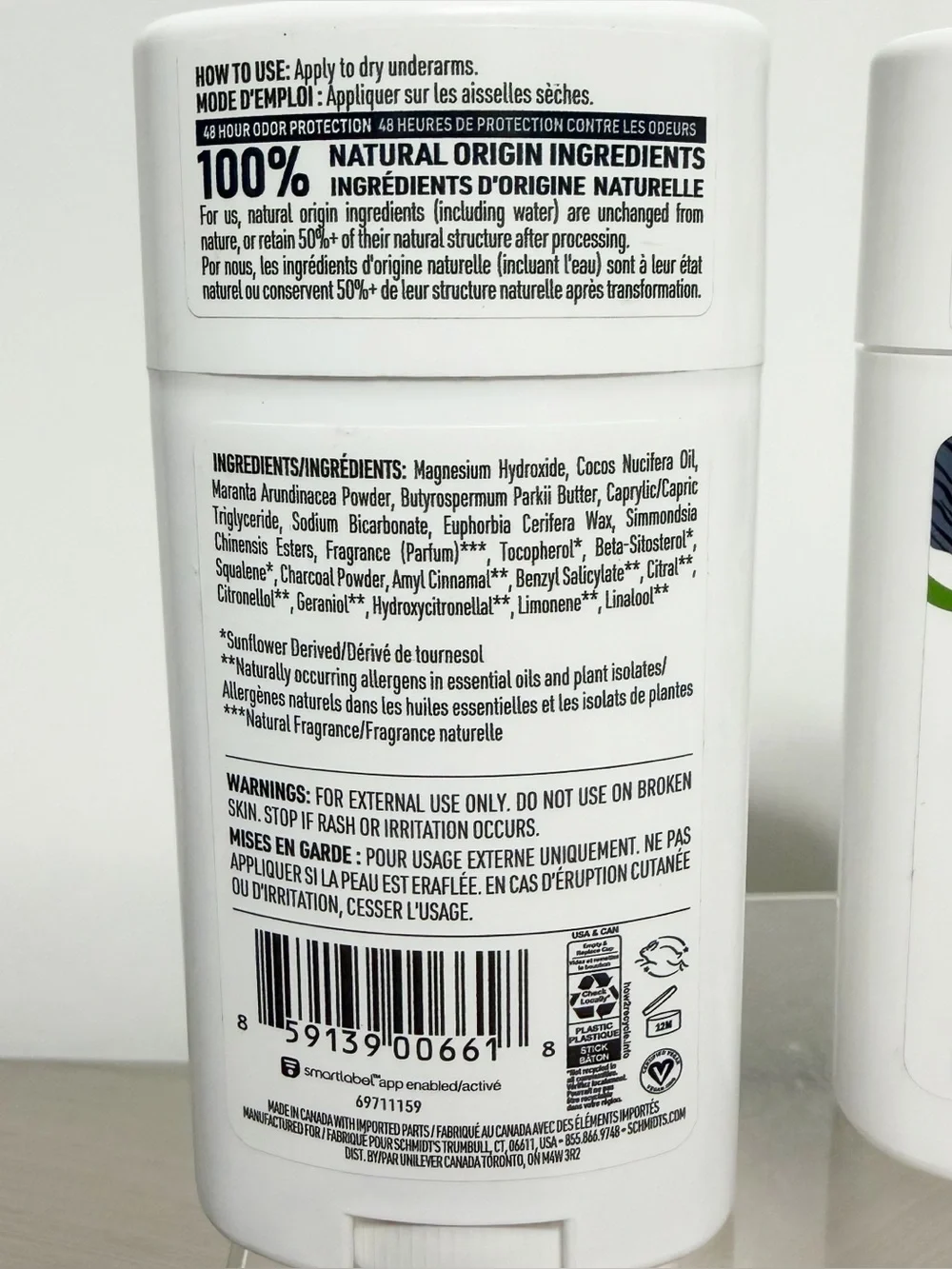 {Lot of 2} SCHMIDT'S Natural Deodorant Charcoal + Magnesium 2.65 oz ~ NEW